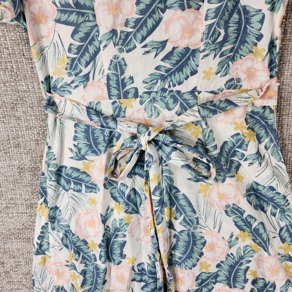 Marine‎ Layer Linen Blend Wrap Dress Swim Coverup Womens M White Floral